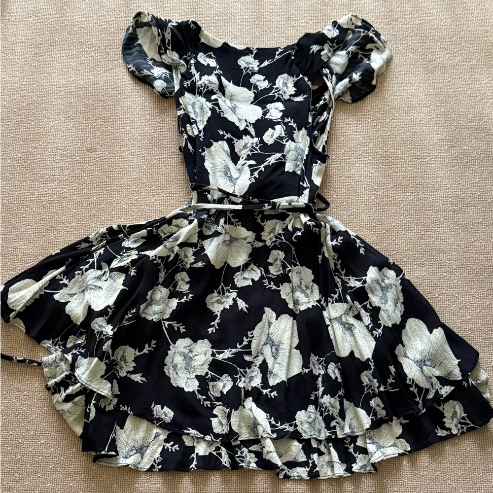 Free People black floral wrap dress convertible S